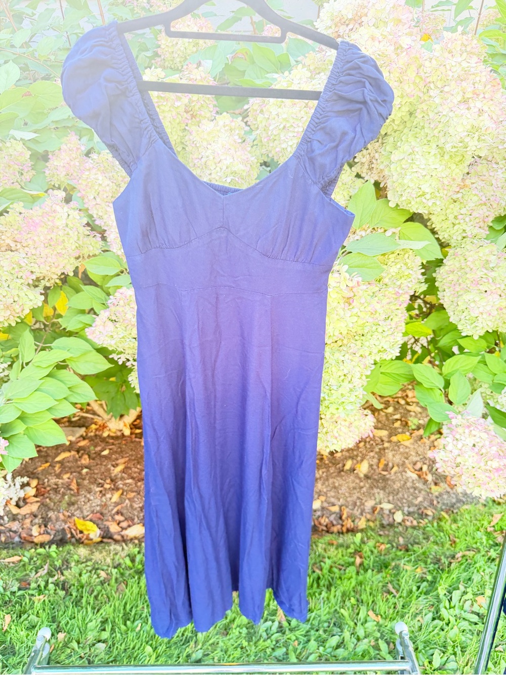 Old Navy Navy Puff Sleeve Midi Dress